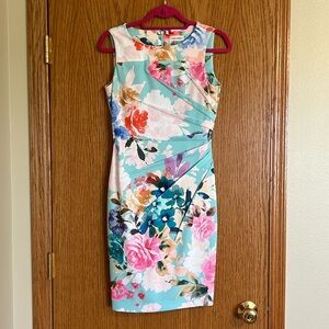 Tiffany Blue Floral Calvin Klein Pencil Dress